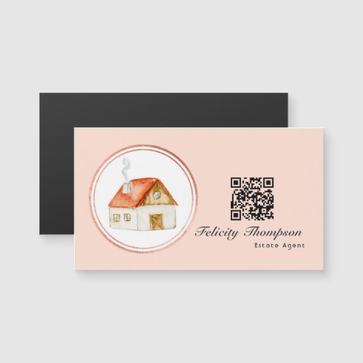 Roos Gold en Blush Pink Estate Agent QR-code (Voorkant / Achterkant)