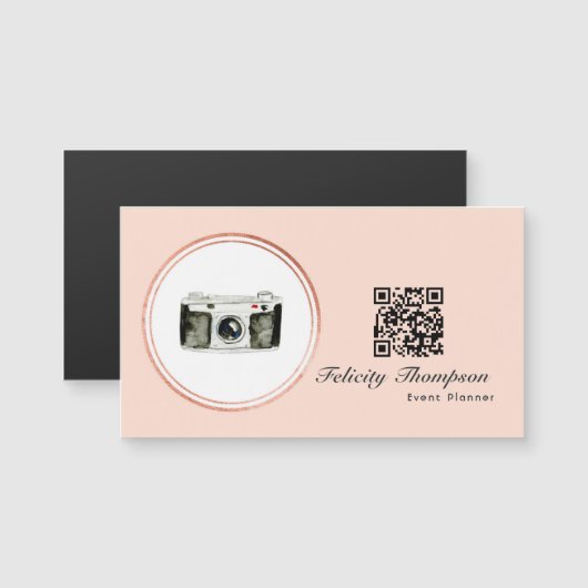 Roos Gold en Blush Pink Event Planner QR Code (Voorkant / Achterkant)