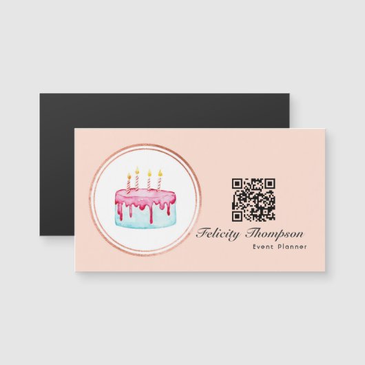Roos Gold en Blush Pink Event Planner QR Code (Voorkant / Achterkant)