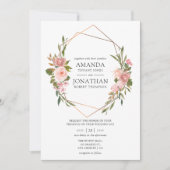 Roos Gold en Blush Pink Geometric Wedding Kaart (Voorkant)