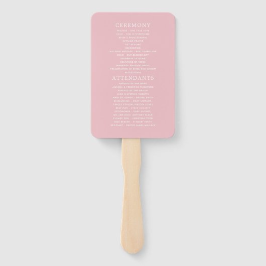  Roos Gold- en Blush Shabby Wedding Program Handwaaier (Achterkant)