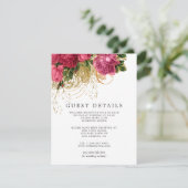 Roos Gold en Blush Wedding Guest - Gegevens Informatiekaartje (Staand voorkant)