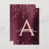 Roos Gold en Bourgondië Sparkle Verjaardagsfeest Kaart (Voorkant / Achterkant)