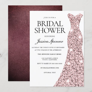 Roos Gold en Burgundy Velvet Vrijgezellenfeest Inv Kaart