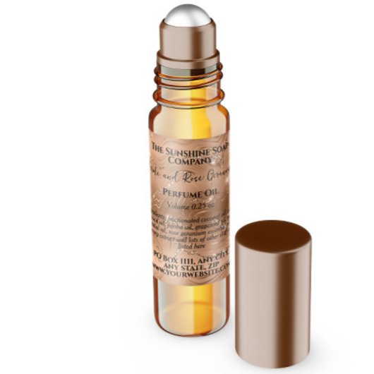 Roos Gold en Glitter Parfum Roller Bottle label