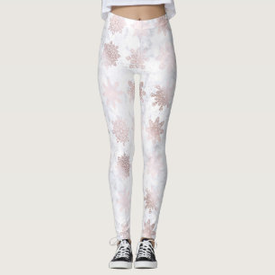 Roos Gold en marmer Snowflake kerstpatronen Leggings