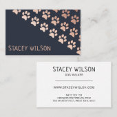 Roos Gold en Navy Dog Walker Visitekaartje (Voorkant / Achterkant)