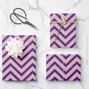 Roos Gold en Paarse Chevron Pattern Inpakpapier Vel