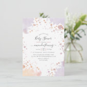 Roos Gold en pasta Paars Baby shower met verf Kaart (Staand voorkant)