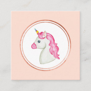 Roos Gold en Pink Unicorn Haarstylist Mediapictogr Vierkante Visitekaartje