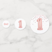 Roos Gold en roze ballon nummer 1e verjaardag Confetti (Voorkanten)