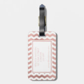 Roos Gold en White Chevron Bagagelabel (Achterkant verticaal)