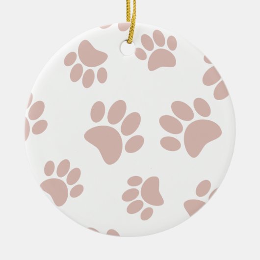 Roos Gold en White Dog Paw Pattern Keramisch Ornament (Voorkant)