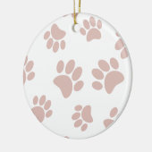 Roos Gold en White Dog Paw Pattern Keramisch Ornament (Links)