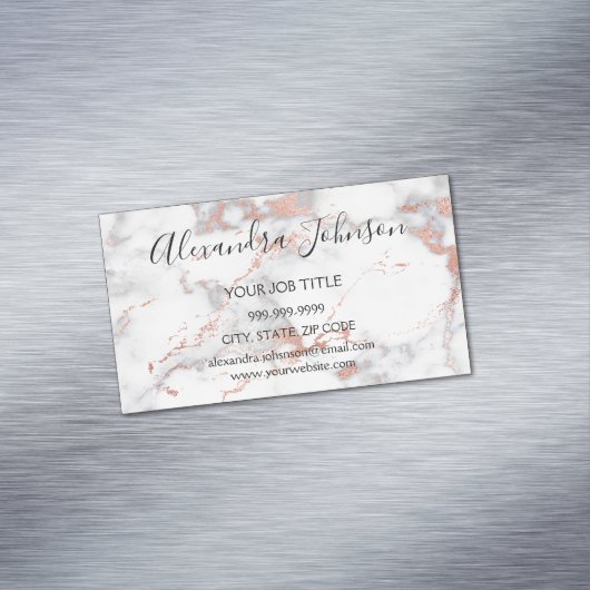 Roos Gold en witte marmer Hair en Makeup Magnetisch Visitekaartje (Voorbeeld)