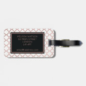 Roos Gold en witte quatrefolie Bagagelabel (Achterkant horizontaal)