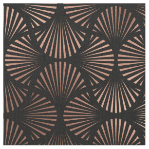Roos Gold- en zwart art Deco Fan Pattern Stof