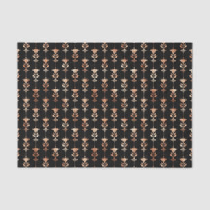 Roos Gold en zwart Floral Art Deco Pattern Tissuepapier