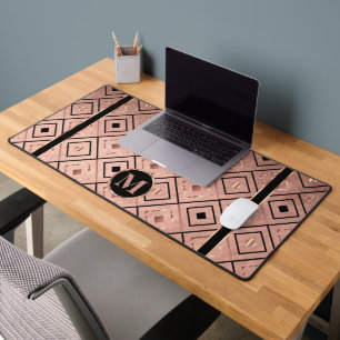 Roos Gold en zwart in een diamantpatroon Bureaumat