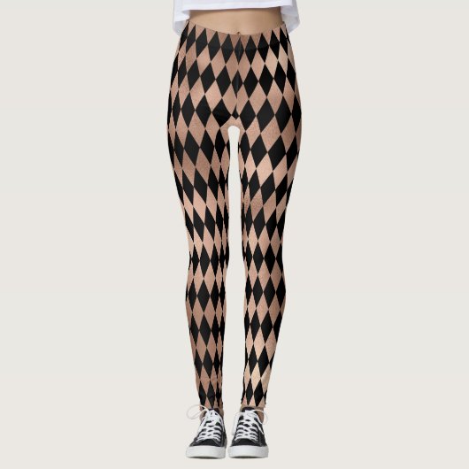 Roos Gold en zwarte Harlequin Leggings (Voorkant)