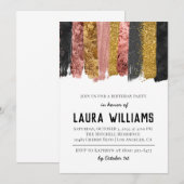 Roos Gold en zwarte tapedrive - uitnodiging op zat (Voorkant / Achterkant)