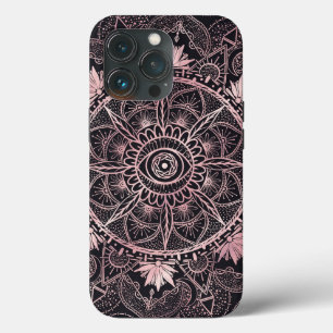 Roos Gold Eye Mandala Black Design iPhone 13 Pro Hoesje