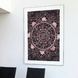 Roos Gold Eye Mandala Black Design Poster