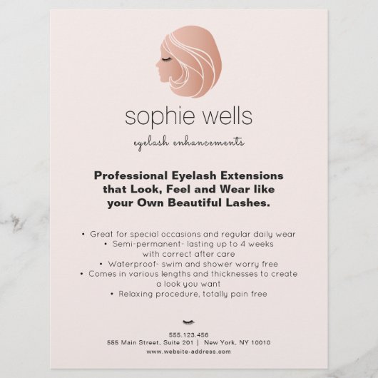 Roos Gold EyeLash Extensions en False Lash Girl Flyer (Voorkant)