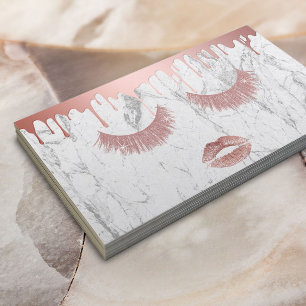 Roos Gold Eyelashes & Lips Marble Makeup Artist Visitekaartje