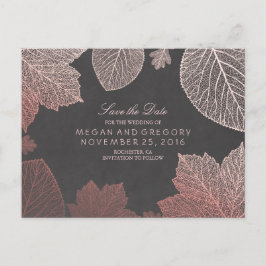 Roos Gold Fall Leaves Elegant Save the Date Aankondigingskaart