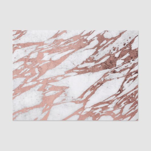 Roos Gold Faux Foil en White Marble Pattern Tissuepapier (Voorkant)