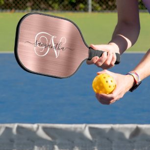 Roos Gold Faux Folie Curly Monogram Pickleball Paddle