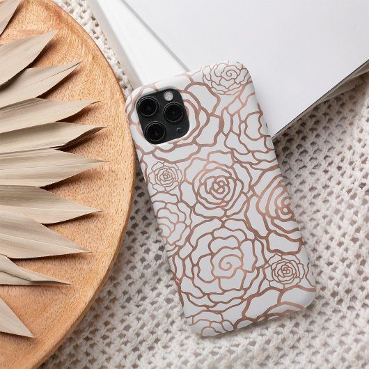 Roos Gold Faux Folie | Latrooa White Floral Case-Mate iPhone Case