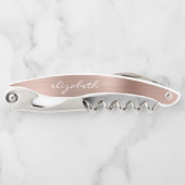 Roos Gold Faux, geborsteld metaal, aangepast scrip Kurkentrekker (Voorkant)