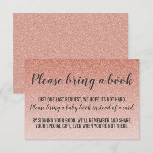 Roos Gold Faux Glitter Baby shower Breng Boek Kaar Kaart