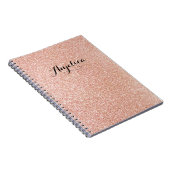 Roos Gold Faux Glitter Custom Script Name Notitieb Notitieboek (Rechterzijde)