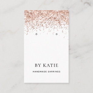 Roos Gold Faux Glitter Earring Display Card Visitekaartje