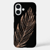 Roos Gold Faux Glitter Feather Case-Mate iPhone Case (Achterkant)