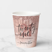 Roos Gold Faux Glitter & Folie 21ste verjaardag Papieren Bekers (Achterkant)