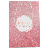 Roos-Gold Faux Glitter Modern Design Medium Cadeauzakje (Voorkant)