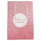 Roos-Gold Faux Glitter Modern Design Medium Cadeauzakje (Achterkant)