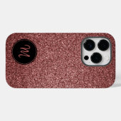 Roos Gold Faux Glitter Monogram Minimalist Sparkly Case-Mate iPhone Case (Achterkant (horizontaal))