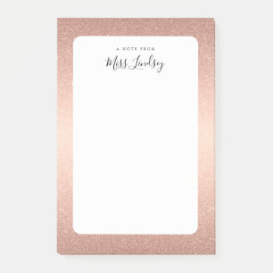 Roos Gold Faux Glitter Monogrammed Teacher Post-it® Notes
