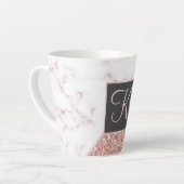 Roos Gold Faux Glitter Roos Marble Monogramed Latte Mok (Linkerhoek)