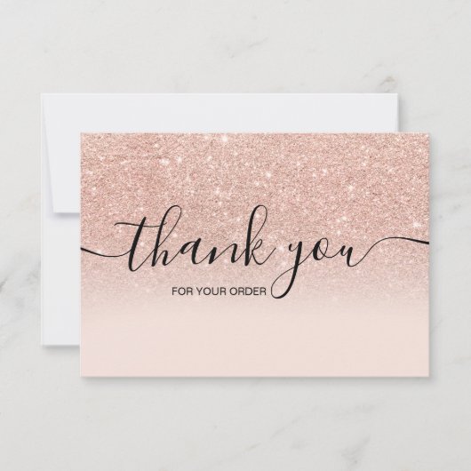 Roos gold faux glitter roze ombre script bedankt (Voorkant)