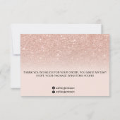 Roos gold faux glitter roze ombre script bedankt (Achterkant)