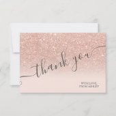 Roos gold faux glitter roze ombre script bedankt (Voorkant)