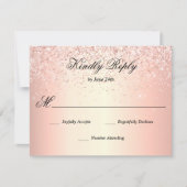 Roos Gold Faux Glitter Sparkle RSVP Kaartje (Voorkant)