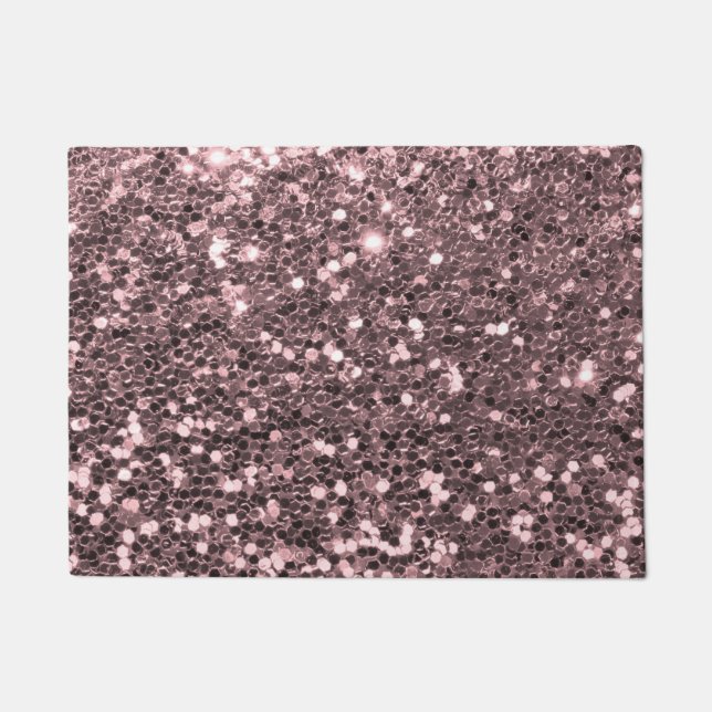 Roos Gold Faux Glitter Sparkles Deurmat (Voorkant)