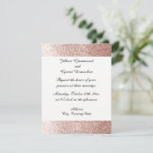 Roos Gold Faux Glitter Wedding Invitation Kaart (Staand voorkant)